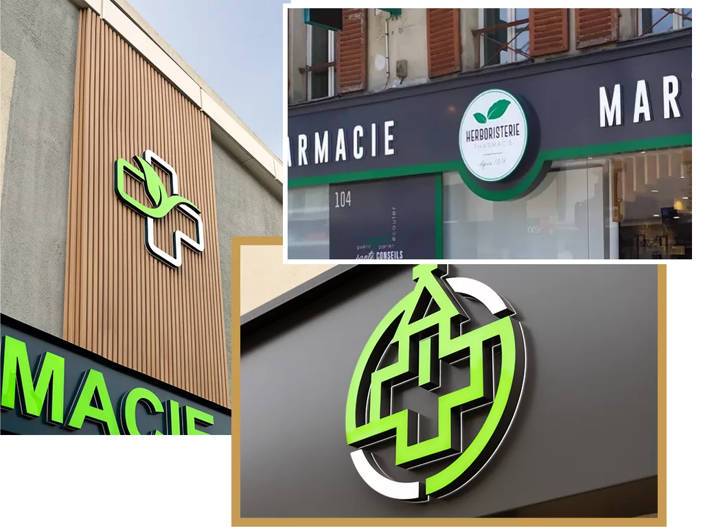Création de croix logo<br />
de Pharmacie lumineuses